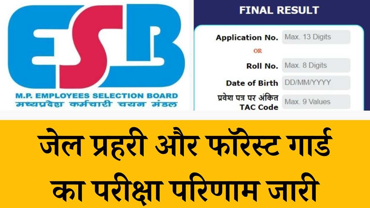 MPESB जेल प्रहरी और फॉरेस्ट गार्ड का परीक्षा परिणाम जारी, esb.mp.gov.in पर जाकर कर सकते हैं चेक MPESB जेल प्रहरी और फॉरेस्ट गार्ड का परीक्षा परिणाम जारी, esb.mp.gov.in पर जाकर कर सकते हैं चेक