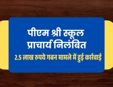 Pm Shri School के प्राचार्य निलंबित, 2.5 लाख रुपये गबन मामले में हुई कार्रवाई
