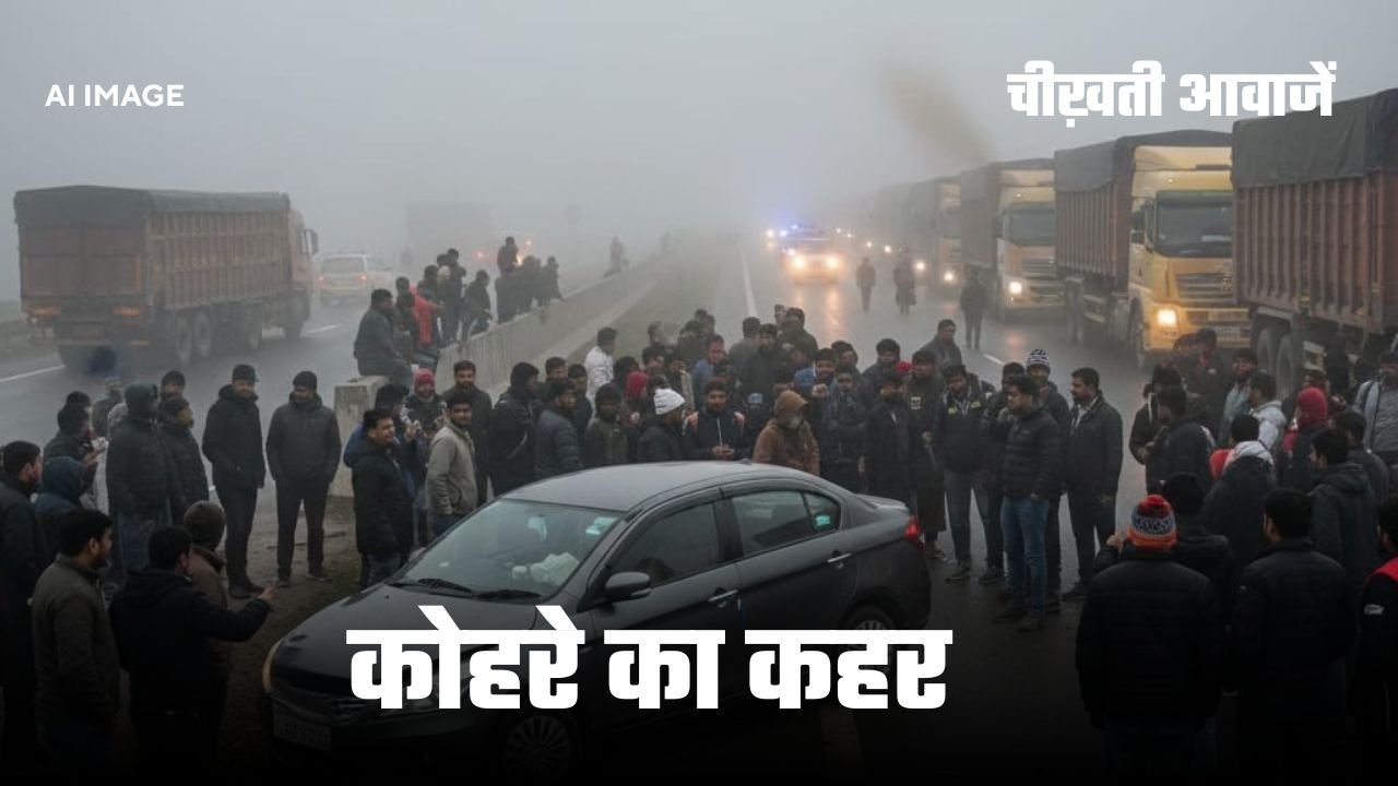 Indore Ahmedabad Four lane पर ट्रक ने कई वाहनों को मारी ठोकर, घने कोहरे की वजह से हुआ हादसा Indore Ahmedabad Four lane पर ट्रक ने कई वाहनों को मारी ठोकर, घने कोहरे की वजह से हुआ हादसा